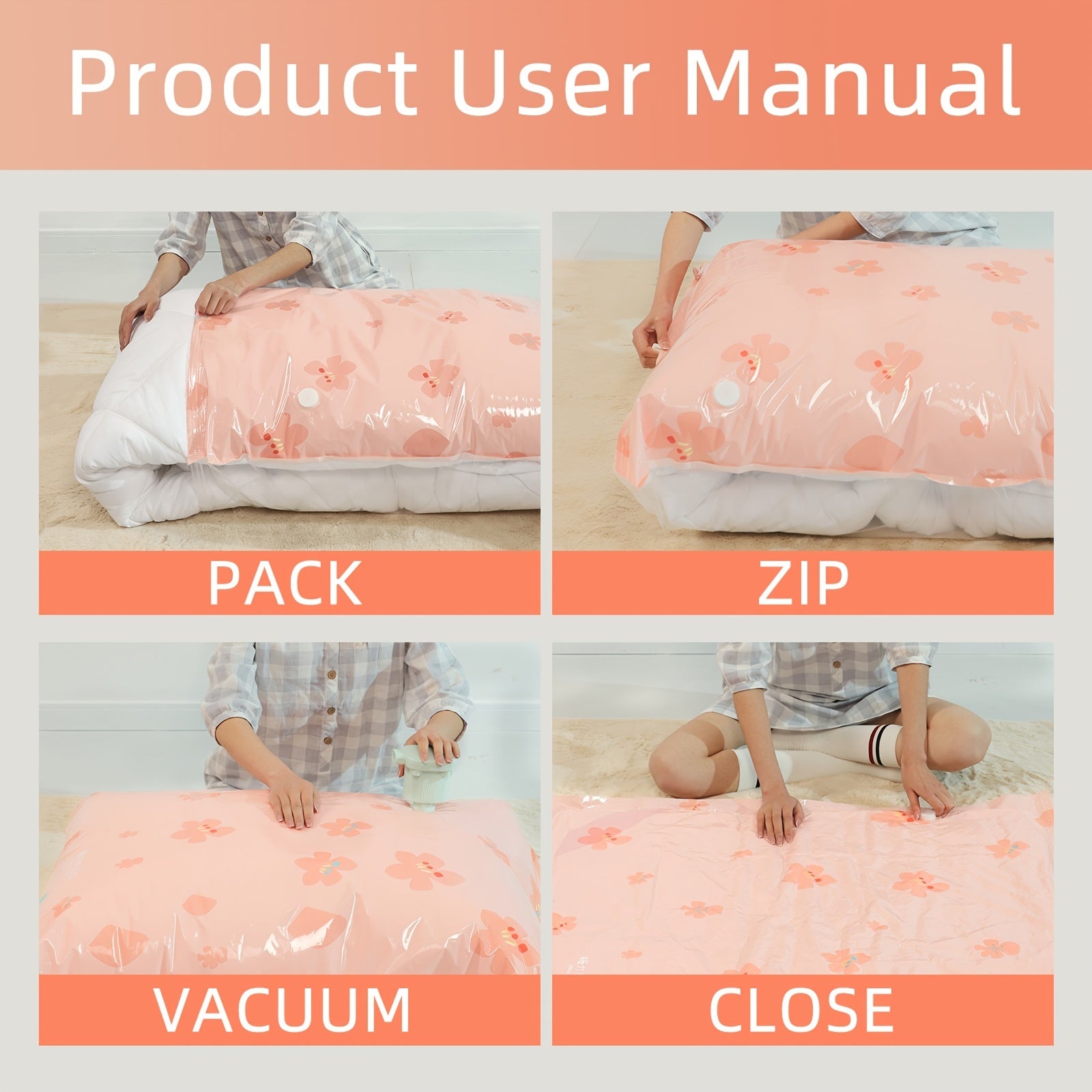 6pcs Extra Large Vacuum Compression Bag Travel Clothes Storage Packaging Bag