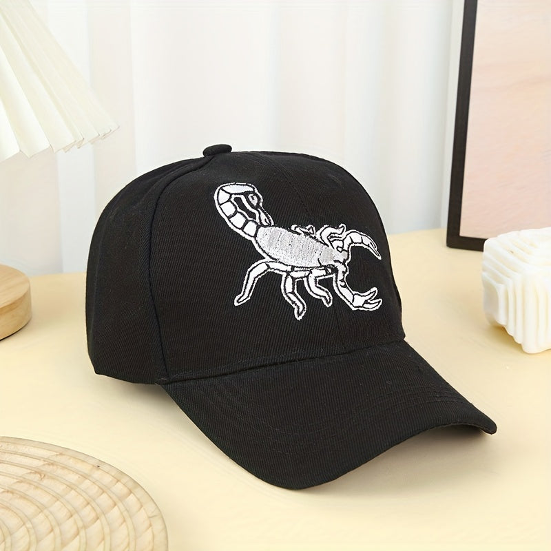 Unisex Sunshade Baseball Cap with Scorpion Embroidery
