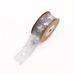 10m Bronzing Silver Pentagram Ribbon for Flower Packaging