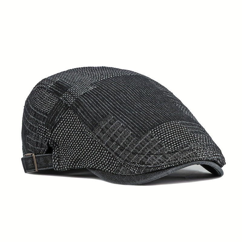 Washed Denim Men Hats Autumn Beret Caps Irish Buckle Cabbie Hat