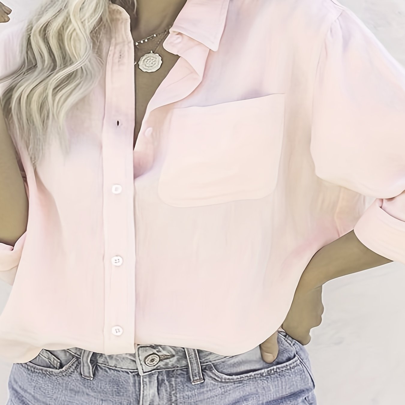 Button Up Long Sleeve Casual Blouse