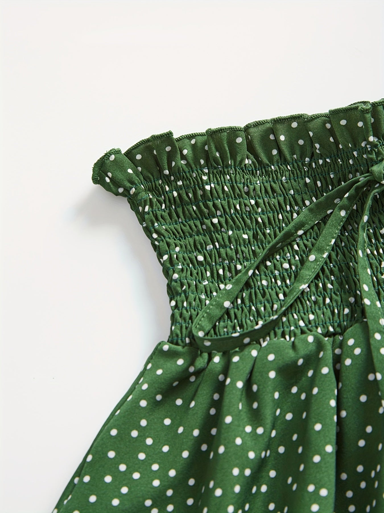 Polka Dot Layered Shorts Ruffle Trim Shirred Waist Shorts