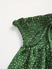 Polka Dot Layered Shorts Ruffle Trim Shirred Waist Shorts