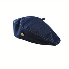 Iron Label Denim Beret Distressed Lightweight Painter Cap