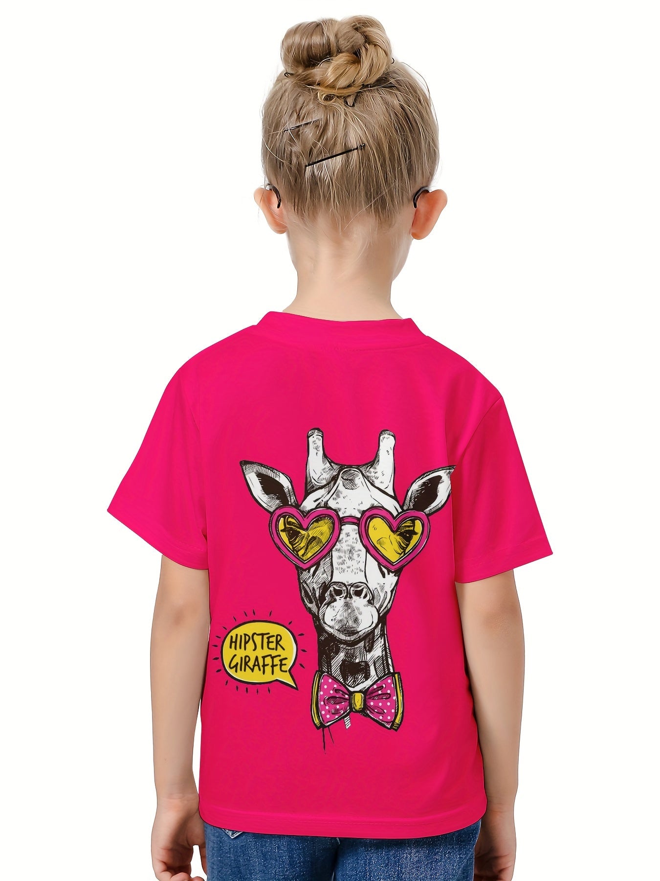 3D Giraffe Graphic Short Sleeve T shirt for Kids