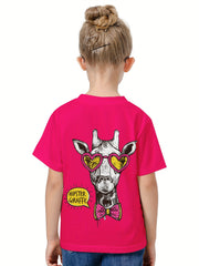 3D Giraffe Graphic Short Sleeve T shirt for Kids