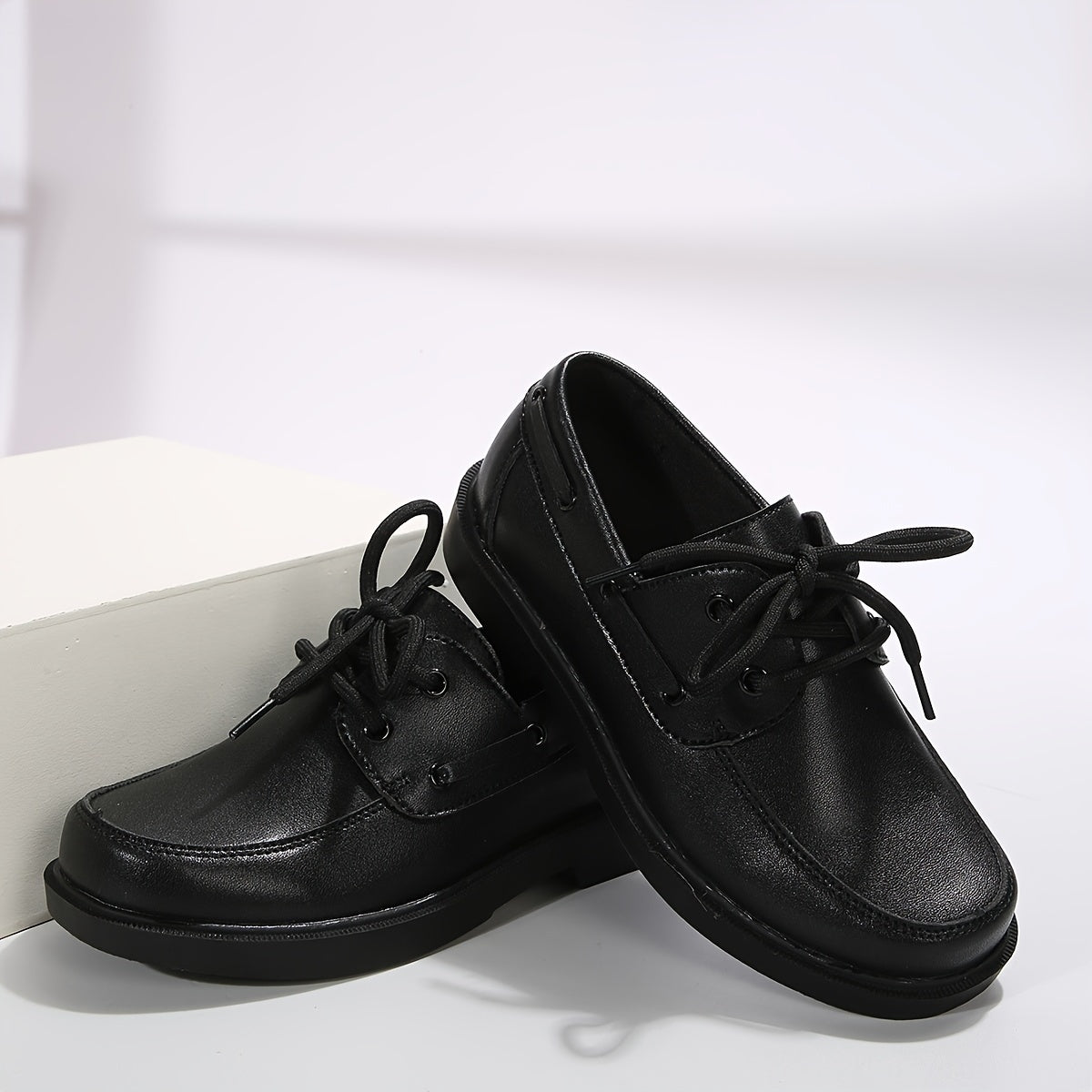 Solid Lace Up Flat Shoes For Girls Lightweight Anti slip Dress Shoes All Seasons