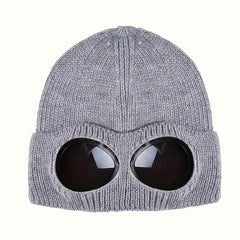 Knitted Hat With Sunglasses For Autumn And Winter Coldproof Beanie
