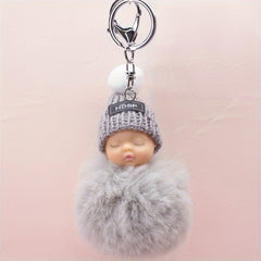 2pcs Hair Ball Keychain Backpack Pendant Christmas Gift