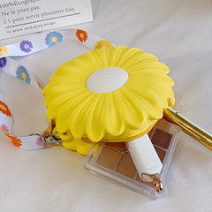 Girls Flower Silicone Zipper Messenger Bag With Bowknot Pendant