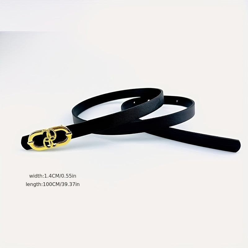 Golden Snap Buckle Belt Solid Frosted Casual Belt For Women