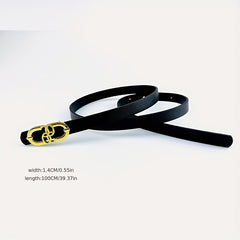 Golden Snap Buckle Belt Solid Frosted Casual Belt For Women