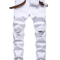 Mens Ripped Slim Fit Cotton Jeans