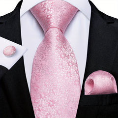 Men's Pink Pattern Tie Set Wedding Accessories
