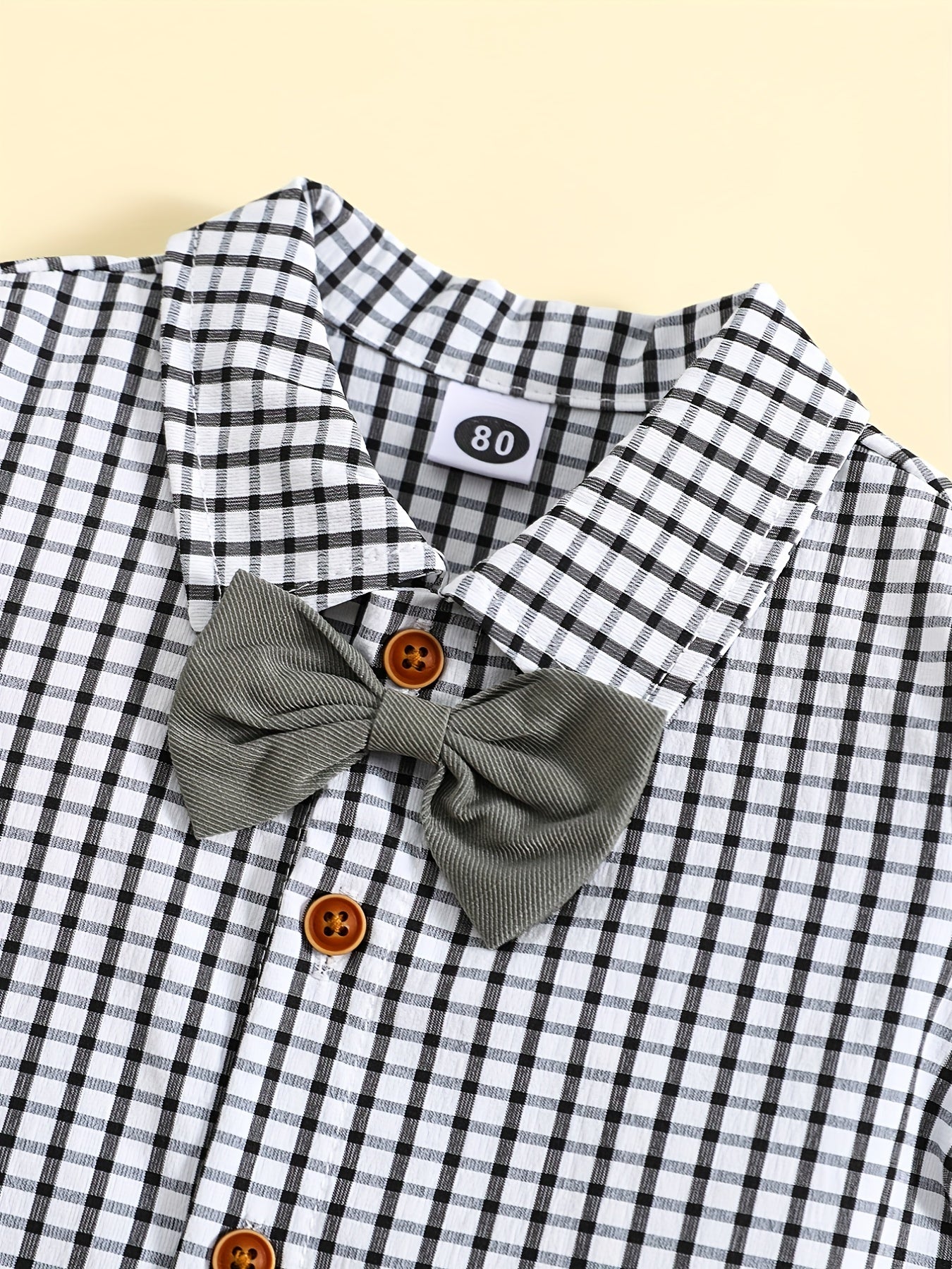 Boy's Gentleman Style Suit Set with Suspenders Shorts & Bowtie Shirt