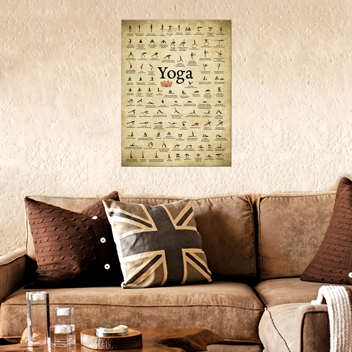 Wall Mounted 100 Yoga Poses Reference Chart for Body Training