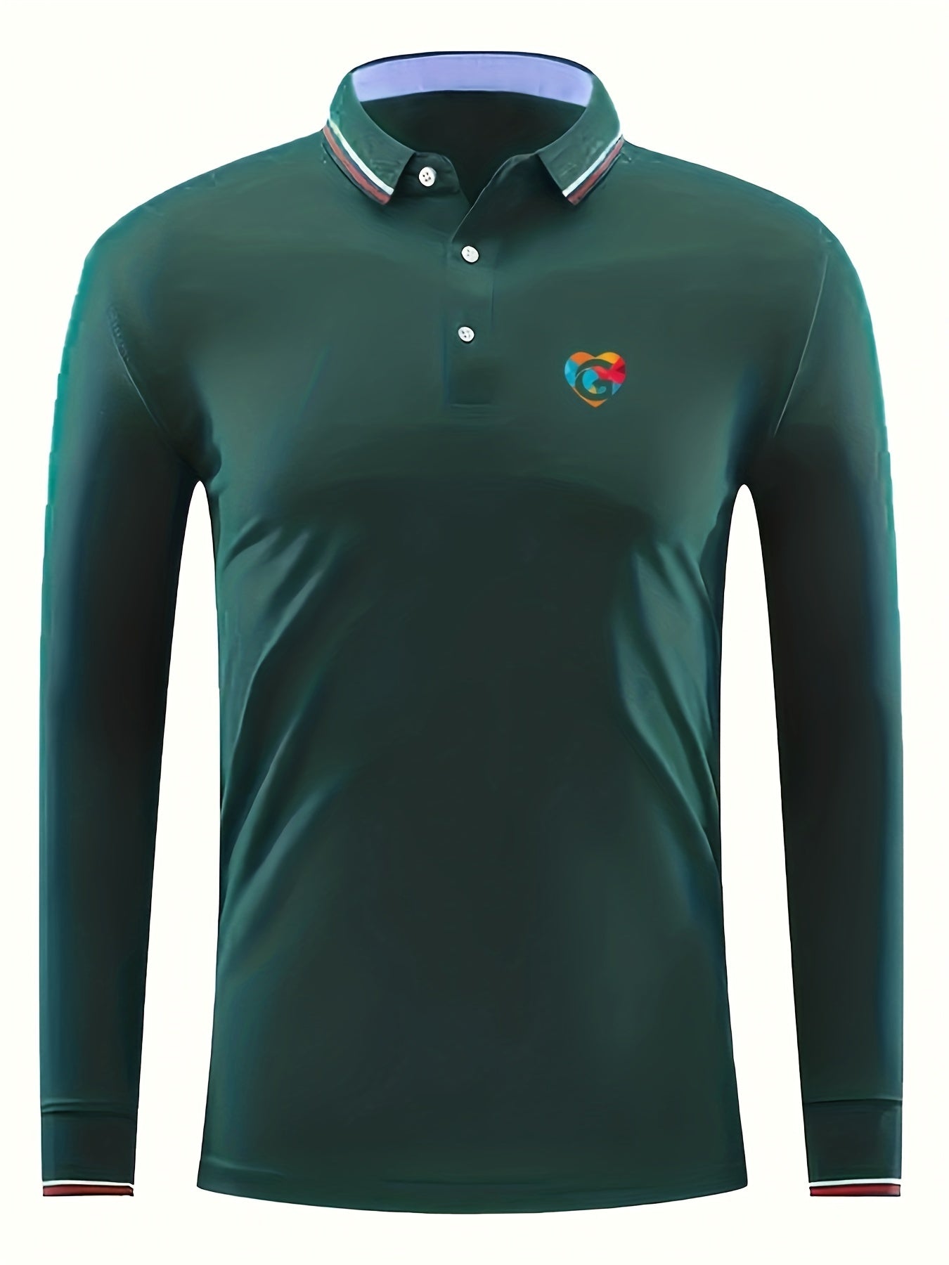 Men's Heart G Print Polo Shirt Long Sleeve