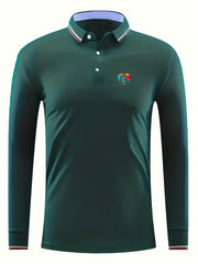 Men's Heart G Print Polo Shirt Long Sleeve