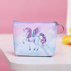 Cartoon Unicorn Zipper Wallet Coin Purse for Outdoor Traveling