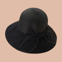 Thin Strap Bow Big Brim Sun Hat for Spring and Summer Outings
