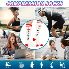 2 Pairs Men's Funny Non Slip Graphic Mid Calf Socks Autumn Winter Daily Wear