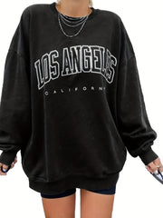 Letter Print Crew Neck Sweatshirt for Women