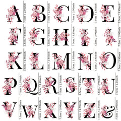 27pcs UV DTF Dusty Rose Floral Alphabet Cup Wraps Stickers Self Adhesive Decals