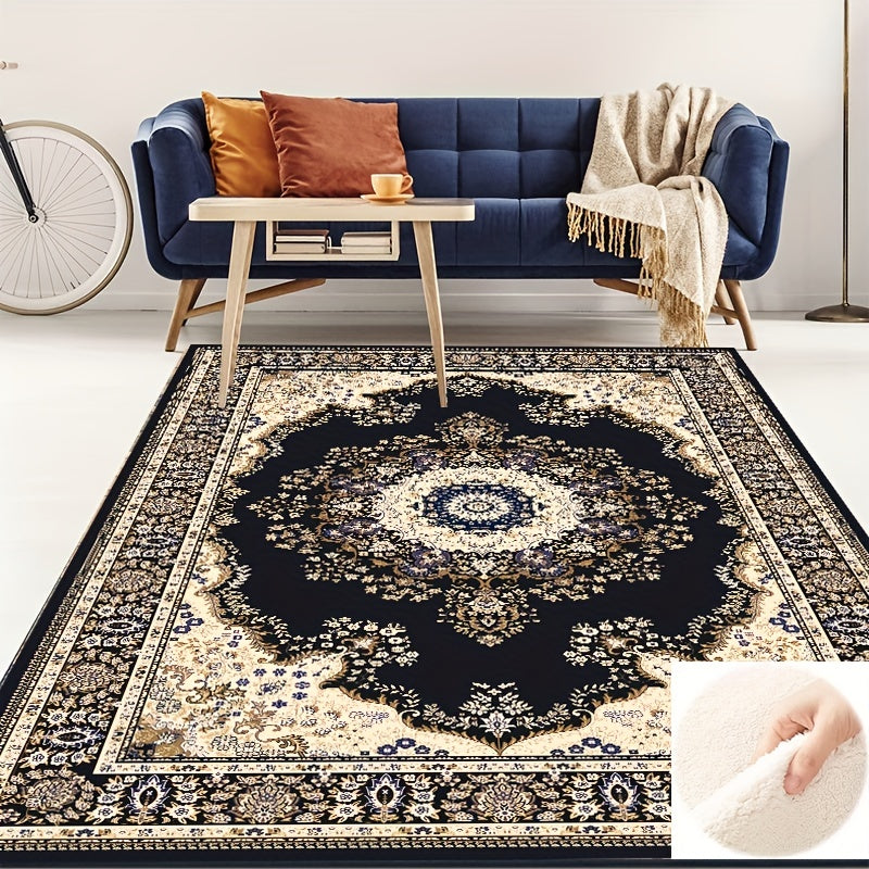 Fluffy Faux Wool Area Rug Non-slip Large Carpet Vintage Oriental Design