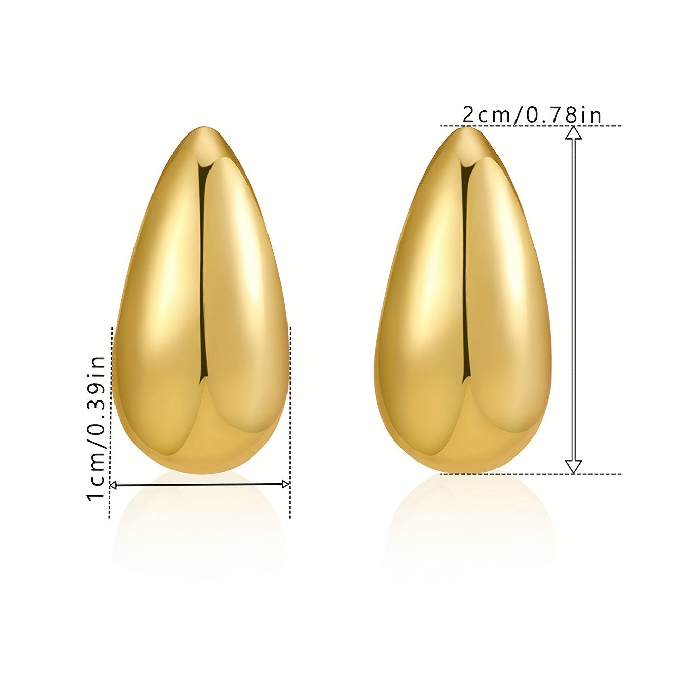Melon Seed Water Drop Stud Earrings Minimalist Golden Silver Chunky
