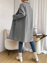 Double Breasted Lapel Overcoat Casual Long Sleeve Pockets Overcoat