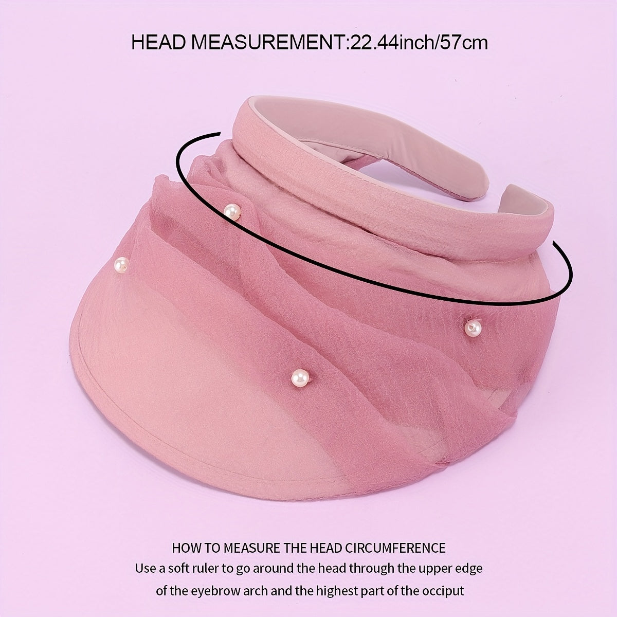 Faux Pearl Mesh Visor Hat Solid Sun Hat Outdoor UV Protection