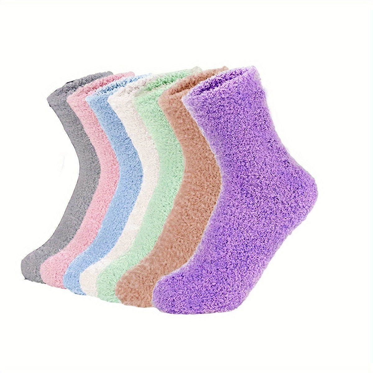 7 Pairs Winter Cozy Slipper Socks with Gripper for Women