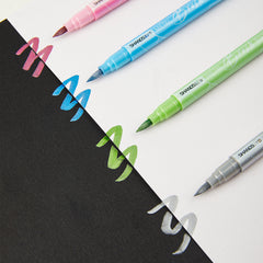 Dual Head Metallic Marker Pen Soft Brush & Fine Tip for Art Journaling