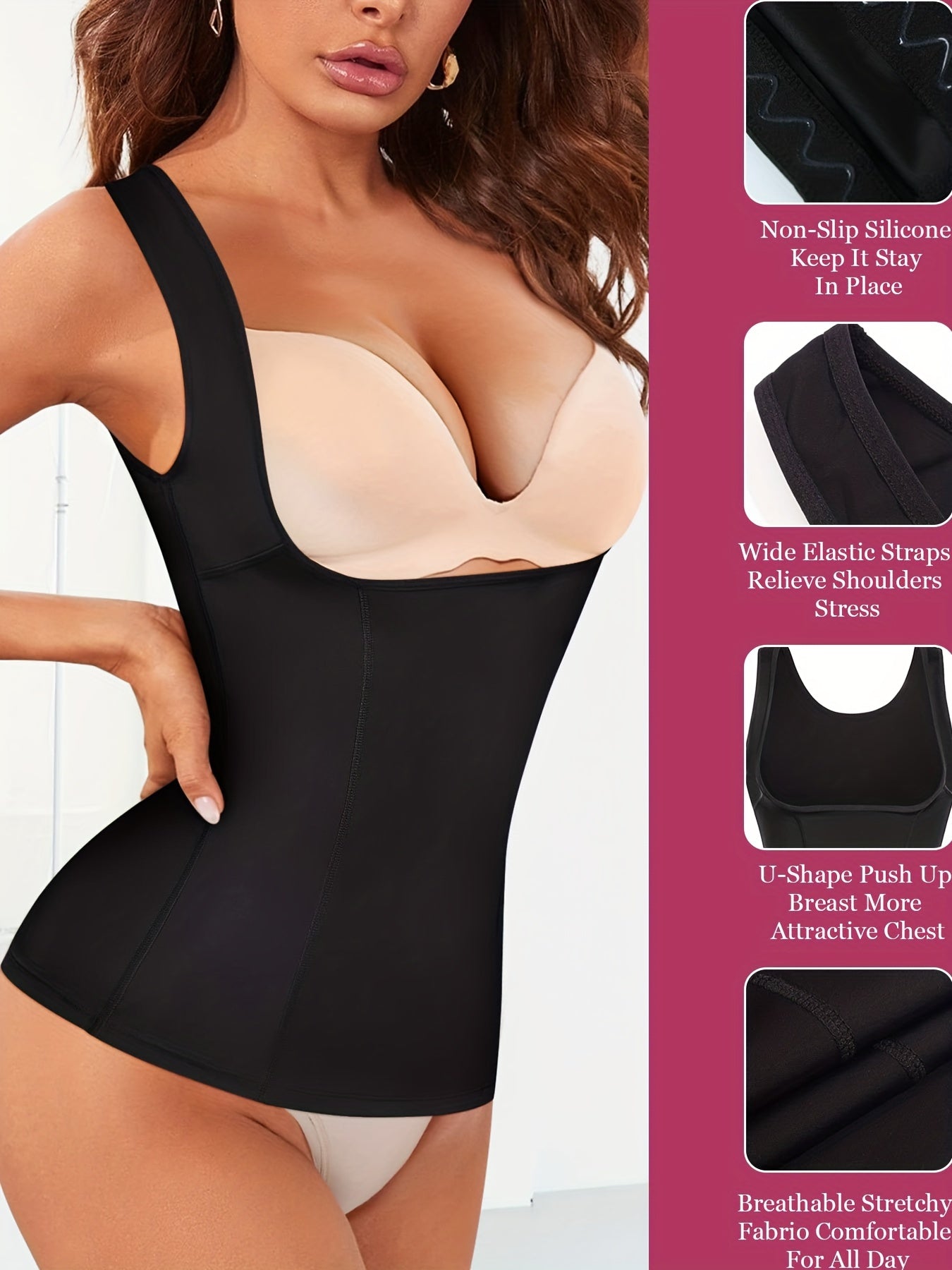 Tummy Control Tank Top Waist Trainer Shaper Open Bust Slimming Cami