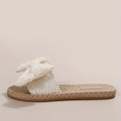Bowknot Flat Sandals Slip On Open Toe Outdoor Slides Shoes