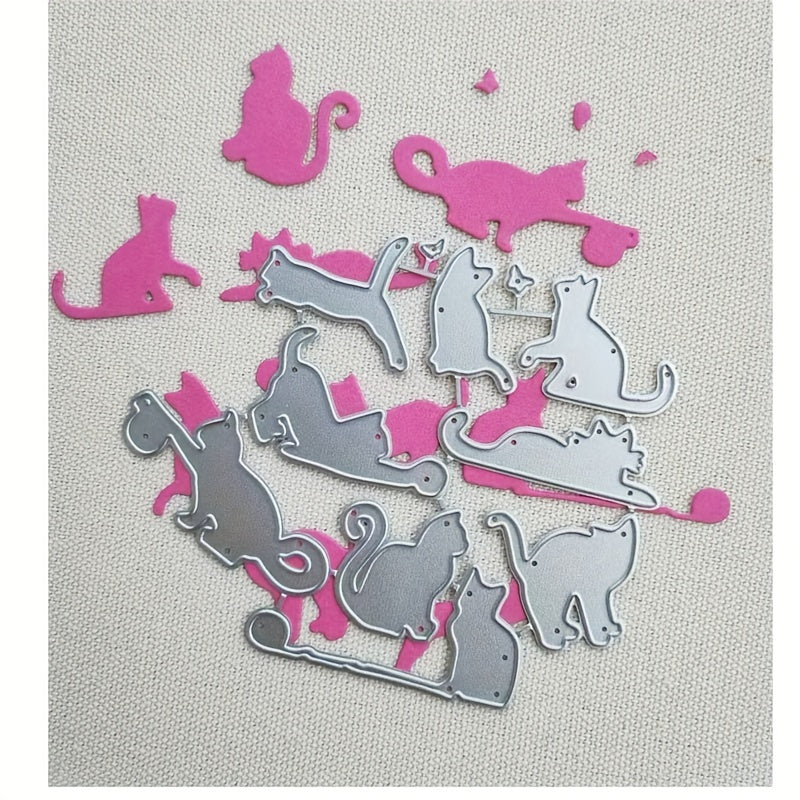 9pcs Cat Cutting Dies Metal Stencils for DIY Scrapbooking Supplies
