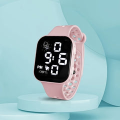 Unisex Kids Digital Watch Clear Display Silicone Band Electronic Wristwatch