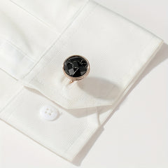 Retro Inlaid Marble Round Cufflinks Closure Unisex Buckle