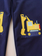 Boys Construction Car Embroidered Jogger Sweatpants