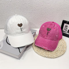 Leopard Print Distressed Baseball Cap for Women