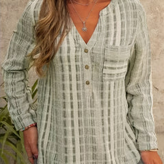 Striped Print Button Up Shirt Top