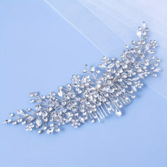 Faux Pearl Rhinestone Leaf Hair Comb Wedding Party Accessory