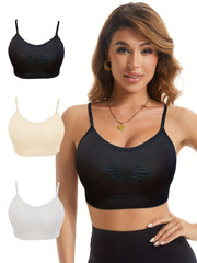 3pcs Seamless Wireless Bras Comfy & Breathable Intimates Bra Women's Lingerie