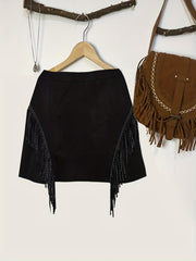 Party Skirt Women's Plus Solid Rhinestone Decor Fringe Trim Zipper