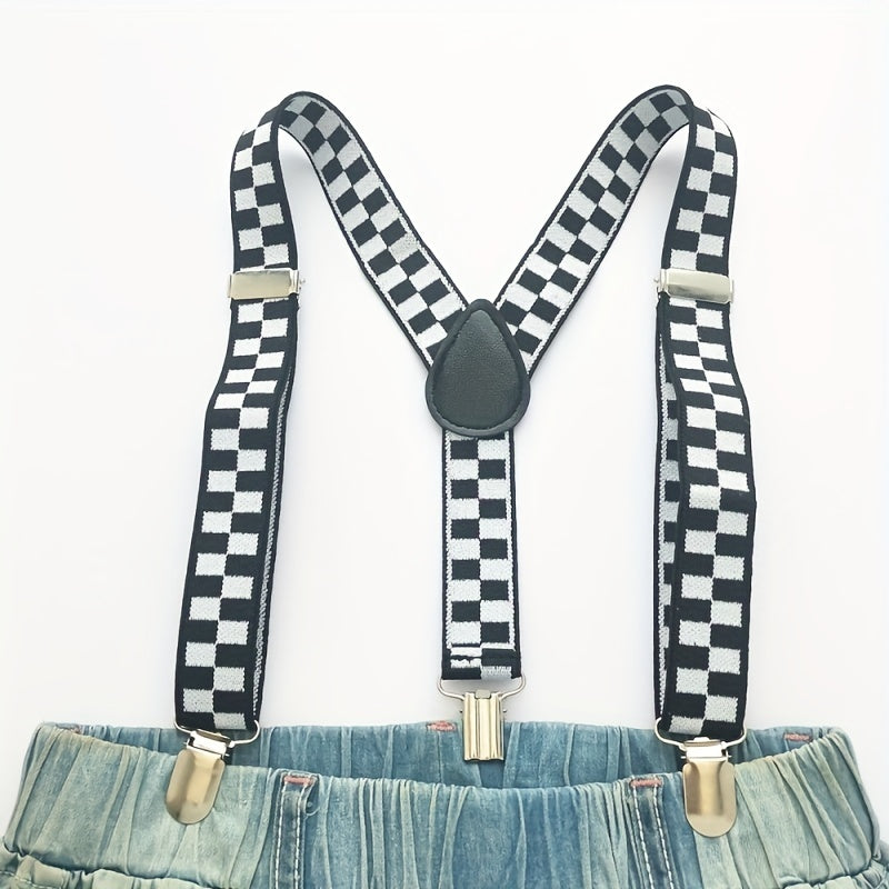 Plaid Men Suspenders 2 Wide Y Back Braces