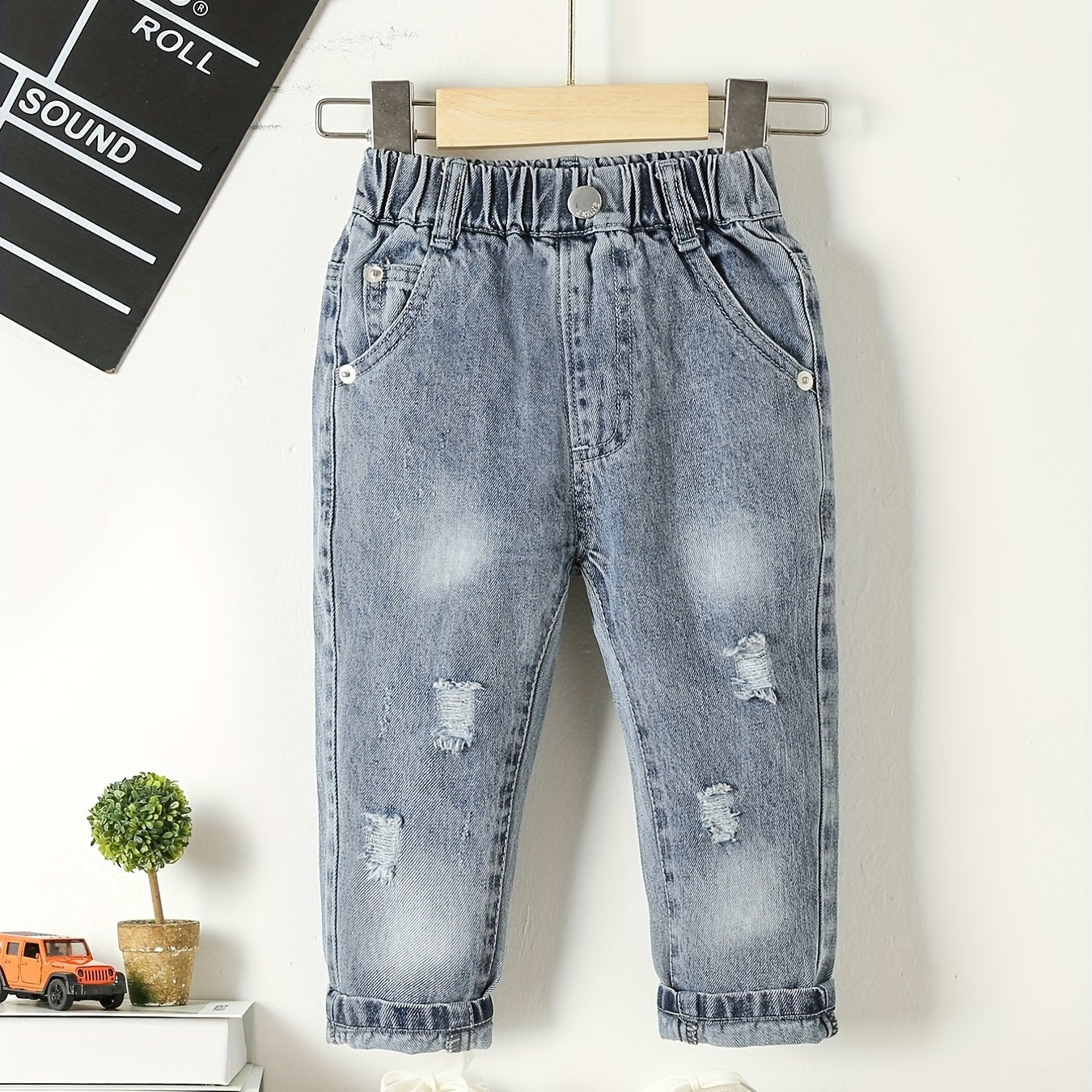 Boys Ripped Denim Jeans Long Pants Preppy Style Kids Clothes