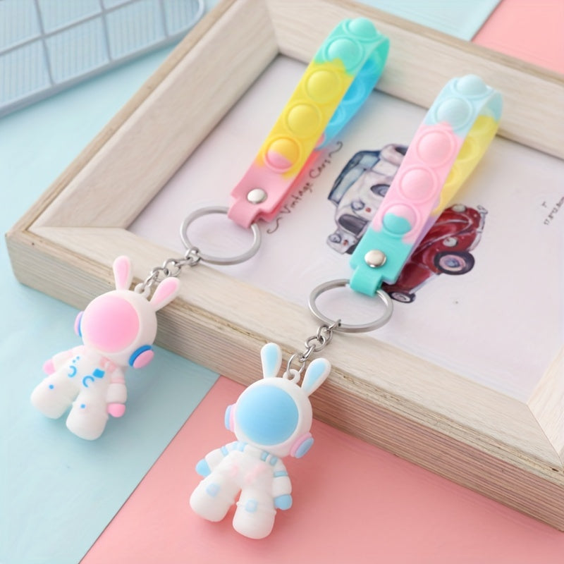 2pcs Cartoon Spaceman Keychain Keyring for Bags and Backpacks