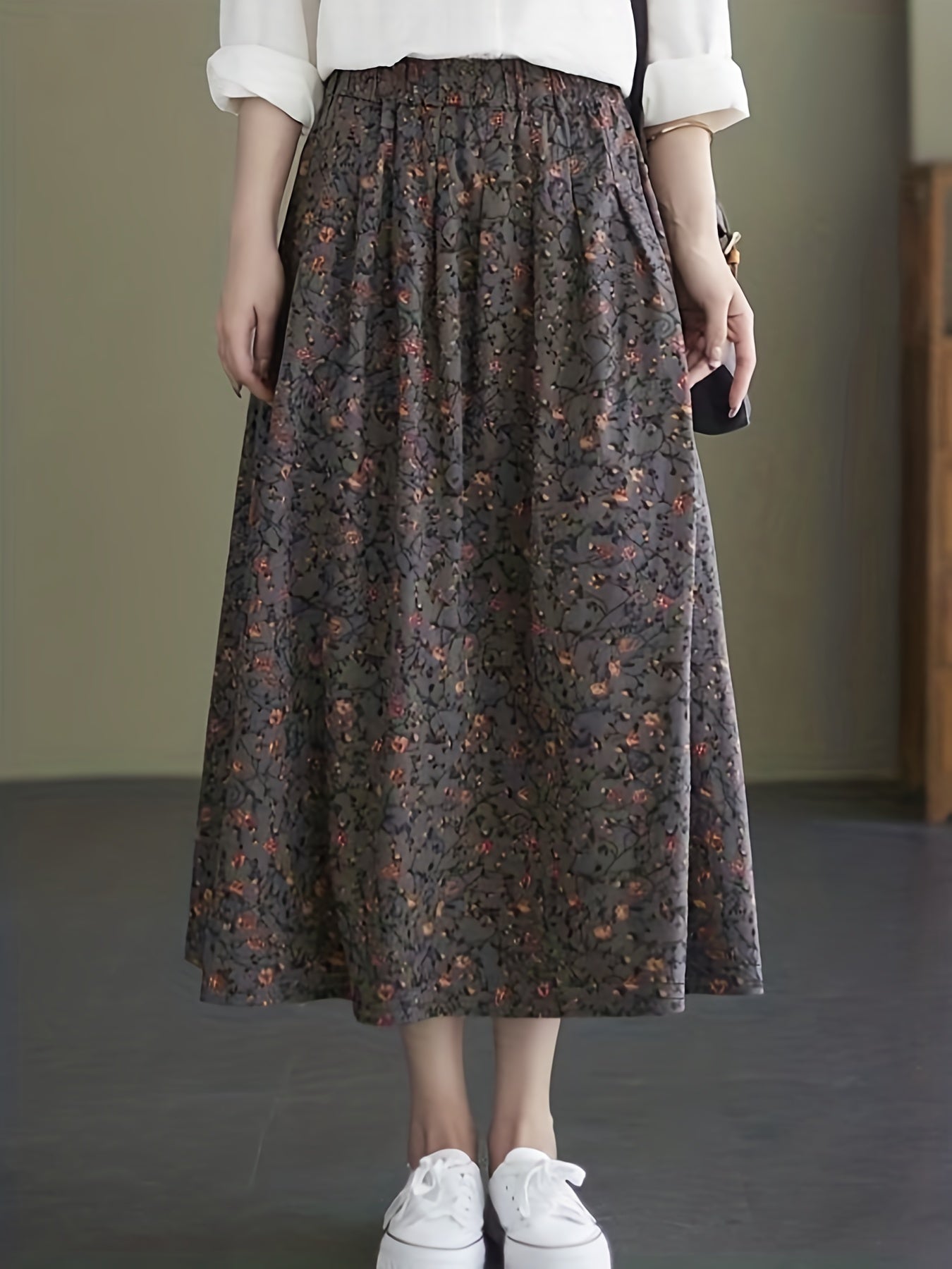 Boho Ditsy Floral Print Skirt for Summer & Spring