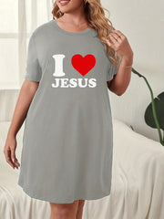 Heart & Letter Print Short Sleeve Lounge Dress