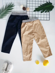 2pcs Boys Solid Loose Cargo Pants Elastic Waist Jogger Pants With Pocket